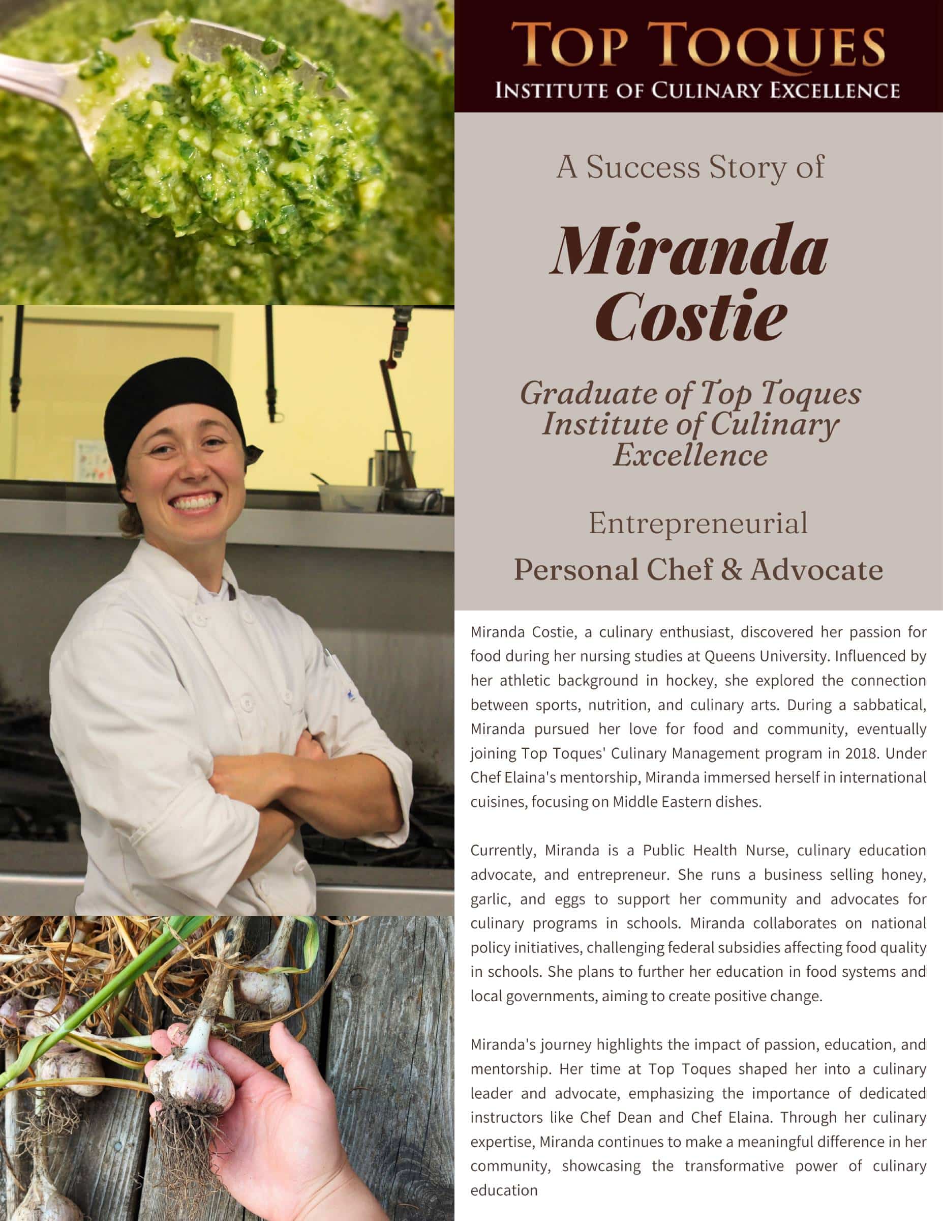 Student Success Story - Miranda Costie - Document - Top Toques Institute of Culinary Excellence